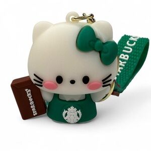 Starbucks Hello Kitty Green and White Keychain